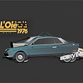 Vintage White And Blue Cars With L'Oie 1976 Logo And DRIVE Theme