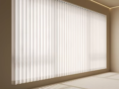 Modern White Slatted Curtains In Bright Room With Natural Light And Clean Design 3d model
