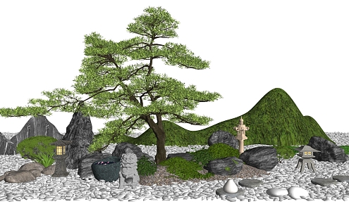 New Chinese Landscape Setches Courtyard Landscape Setches 3d model