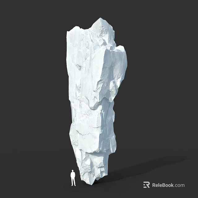 White Irregular Rock Formation Large Sculptural Structure with Small Figure at Base for Scale 3d model 