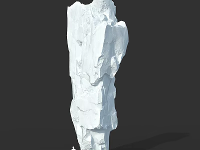 White Irregular Rock Formation Large Sculptural Structure with Small Figure at Base for Scale 3d model