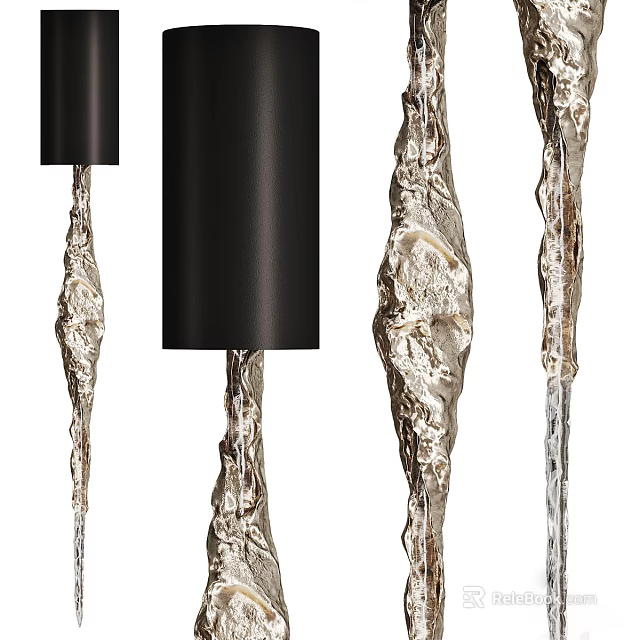 Modern Stylish Wall Sconce With Black And Silver Metal Construction And Unique Textured Design 3d model 