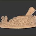 Traditional Terracotta Carved Rocking Chair With Intricate Scroll Patterns And Decorative Motifs