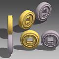 Vintage Gold And Silver Ancient Coins With Square Hole And Traditional Characters