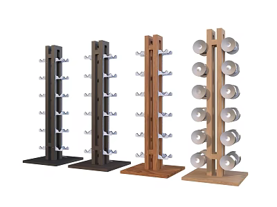 Fitness Dumbbell Rack With Multiple Dumbbells Wooden And Black Design For Home Gym Workout 3d model