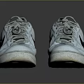 White Perforated Sneakers With Black Logo Gray Laces And Colorful Sole Splatters