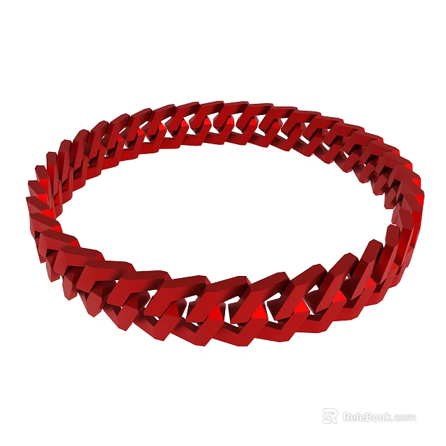Red Circular Chain Design With 3D Rendered Links And Decorative Style 3d model 
