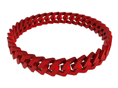 Red Circular Chain Design With 3D Rendered Links And Decorative Style 3d model