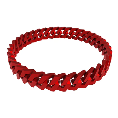 Red Circular Chain Design With 3D Rendered Links And Decorative Style 3d model