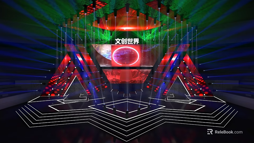 Commercial Stage Equipment For Creative World With LED Display And Lighting Effects 3d model 