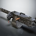 Tactical Heavy Machine Gun With Ammunition Belt Metal Barrel And Bipod Design