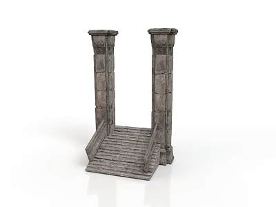 Ancient Stone Pillars With Connected Staircase And Classical Design Elements 3d model