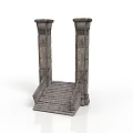 Ancient Stone Pillars With Connected Staircase And Classical Design Elements 3d model
