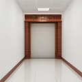 Brown Carved Door Arch of History Museum with Decorative Pillars and White Walls