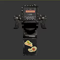 Retro Entertainment Appliance Game Controller Featuring Joysticks Screen Displaying READY And Decorative Stickers