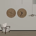 Two Round Wooden Wall Mounted Clocks for Modern Interior Decor Style 3d model