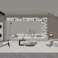 Modern Living Room Interior With Sofa Marble Accent Wall And Round Coffee Table