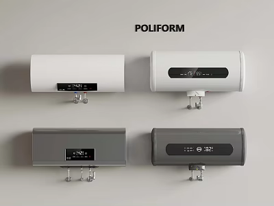 Poliform Wall Mounted Water Heaters With White And Gray Designs And Digital Displays 3d model
