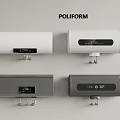 Poliform Wall Mounted Water Heaters With White And Gray Designs And Digital Displays