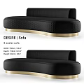 Modern Leisure 2 Seater Sofa Set With Black Upholstery And Gold Base
