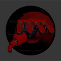 Game Movie Character Mechanical Arm Model With Black Hand Red Forearm And Base
