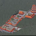 Ancient Chinese Architecture With Traditional Layout Orange Roofs And Multi Tiered Tower Surrounded By Forests