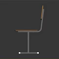 Simple Practical Student Desk Chair With Wooden Top Backrest And Metal Frame