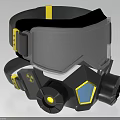 Gas Mask and Goggles Decorative Ornament Set with Black Straps Yellow Accents Modern Style