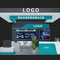 Corporate Exhibition Hall Featuring LOGO Display Screens Reception Desk Plants And Application Scenario Solutions
