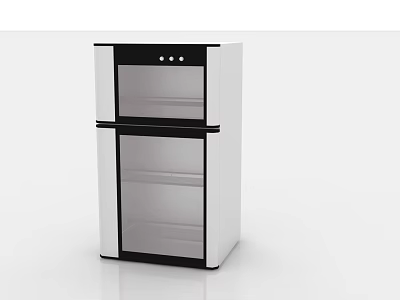 Modern White And Black Vertical Kitchen Appliance With Glass Double Doors 3d model