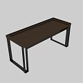 Modern Minimalist Desk With Sleek Wooden Tabletop And Metal Frame