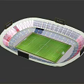 Modern Football Stadium Model Featuring Green Pitch Red Blue Seats And N12 Billboards