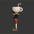 Cute Cup Shaped Cartoon Character With Red White Striped Hat Red Nose And Outstretched Arms