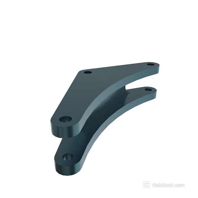 Black Metal Mechanical Component With Multiple Holes And Curved Structure Design 3d model
