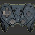 Ergonomic Blue Game Controller Design With Joysticks Buttons And LED Light