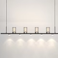 Modern Linear Chandelier With Sleek Metal Frame And Four Glass Shade Bulbs