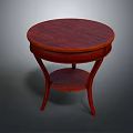 Classic Design Mahogany Wood Side Table With Round Top Lower Shelf And Curved Legs