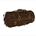 Vintage Brown Leather Travel Duffel Bag With Adjustable Shoulder Strap And Metal Buckles