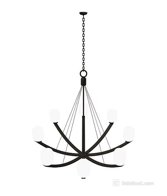 Tech Exhibition Hall Interior Design With Modern Chandelier Lighting Fixture Elements 3d model 