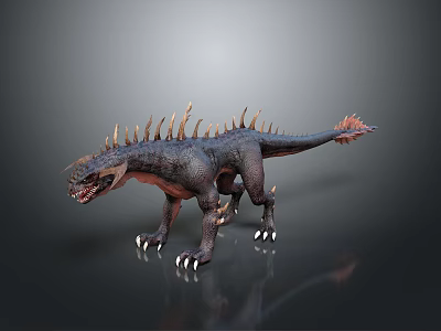 Realistic Ferocious Dinosaur Model With Sharp Claws Spikes And Dark Skin 3d model
