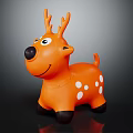 Orange Inflatable Deer Toy For Kids With White Spots Black Nose Smiling Face