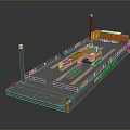WHITBY Industrial Floating Platform With Orange Structures Crane Red Pillars And Deck Equipment