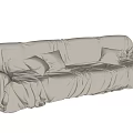 Comfortable White Sectional Sofa With Soft Slipcover And Decorative Pillows 3d model