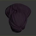 Cute Cartoon Character Head With Purple Long Hair 3D Model Design