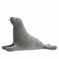 Light Gray Seal Plush Stuffed Toy in Sitting and Lying Positions for Kids