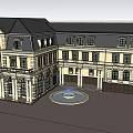 European Style Semi Detached Villa With Symmetrical Design And Central Fountain