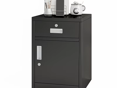 Black Storage Cabinet With Drawer And Door For Home Office Organization 3d model
