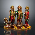 Traditional Colorful Deity Sculptures Handcrafted With Intricate Golden Decoration And Base