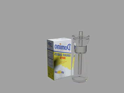 Domino Yellow Sugar Product With Glass Container For Kitchen Use 3d model