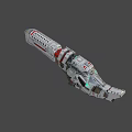 Sci Fi Weapon Design With Metallic Red White Accents And Green Illuminated Sights